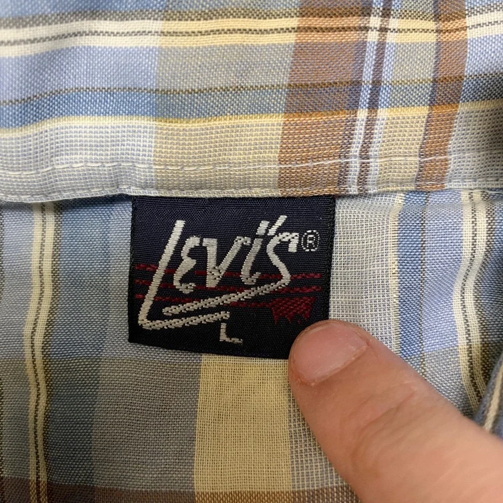 Levi's Western Shirt Men Large Multicolor Plaid Cowboy Rodeo Collared Snap Front